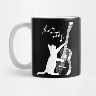 Black and white cat playing guitar. Mug